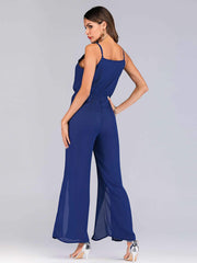 Fashion Pure V neck Vest Vent Jumpsuits