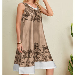 Women's loose sleeveless printed shift dresses