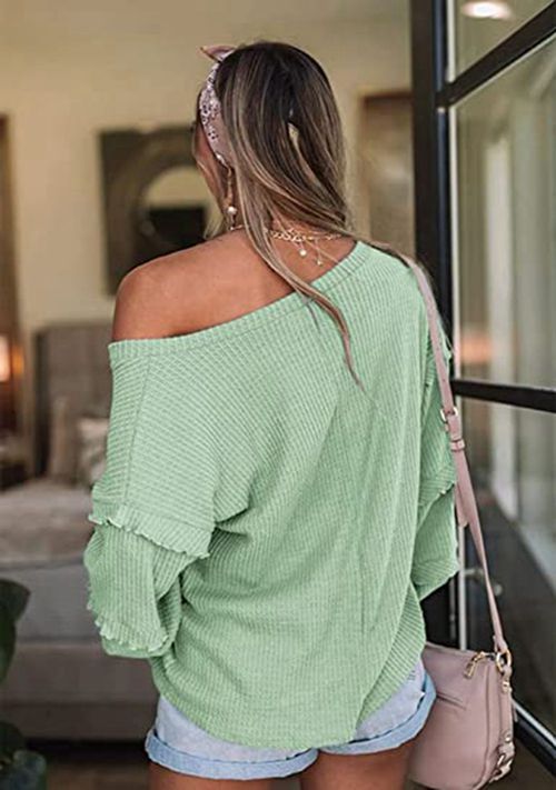 Sexy v neck plain women halter sleeve tops T-shirts