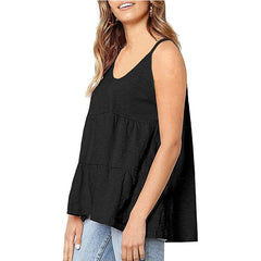 Casual Loose Pure Round neck Gored Vests