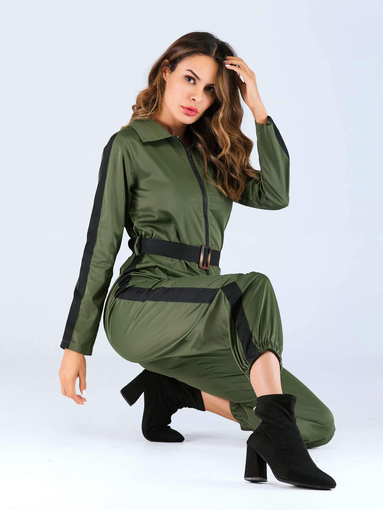 Fashion Lapel Women Jumpsuits