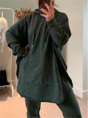 Casual Loose Pure Plus Long sleeve Hoodies Sweatshirts