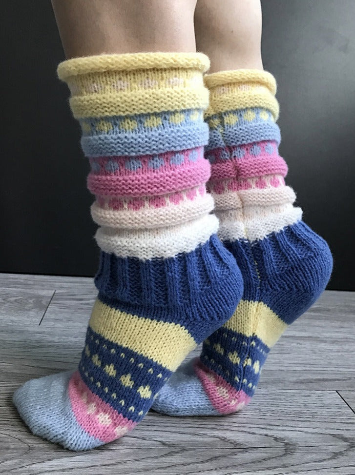 Woman Casual Warm Woolen Colorful knitted Socks