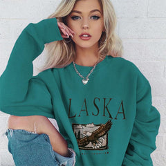 Casual daily women word printed plain long sleeve Sweatshirts