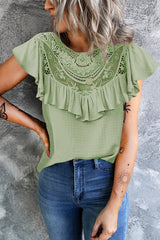 Round neck fashion lace women fashion T-shirts for Summer