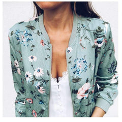 Fashion Print Round neck Zipper Long sleeve Jackets