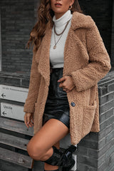 Casual loose single-breasted bubble plush coats