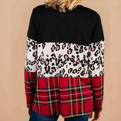 Casual Loose Gored Print Round neck Long sleeve T-Shirts