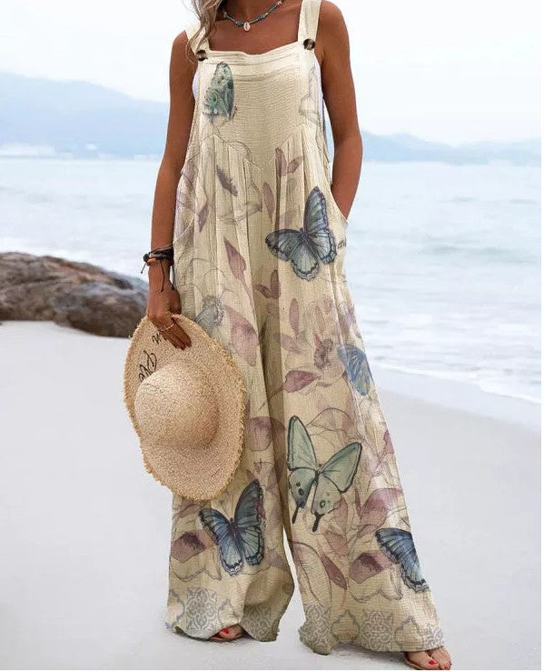 Women's Casual Fashion Printed Loose Jumpsuits