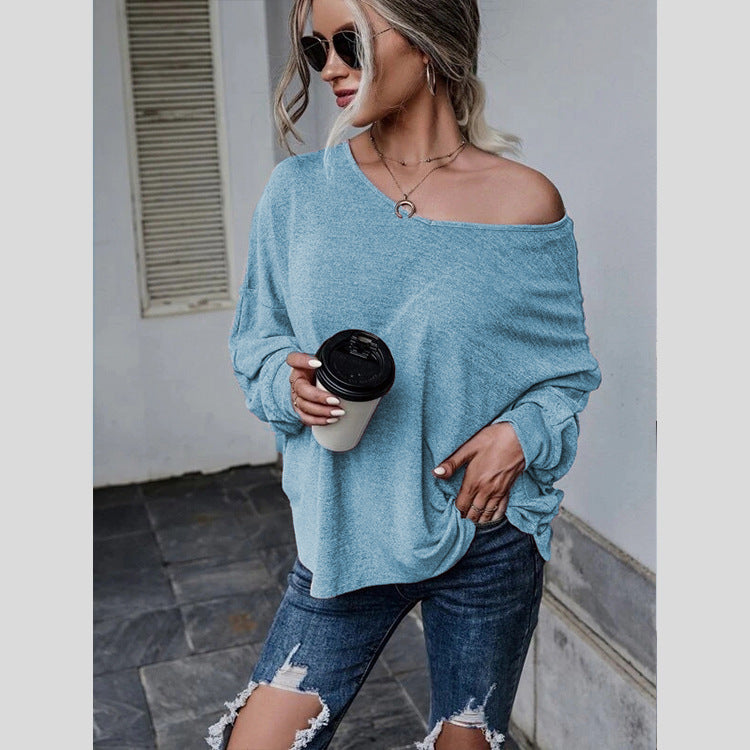 Casual Solid Color Loose Tie Back Drop Shoulder T-Shirts