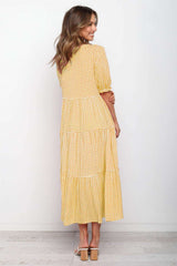 Casual Loose Print Round neck Short sleeve Maxi Dresses