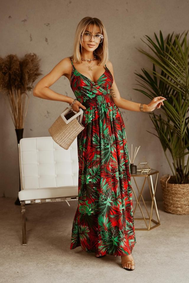 V neck sleeveless printed bohomia maxi dresses