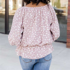 Casual Loose Point print V neck Long sleeve Blouses