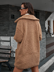 Casual loose single-breasted bubble plush coats