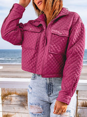 Casual Long Sleeve Lapel Solid Color Cropped Jackets