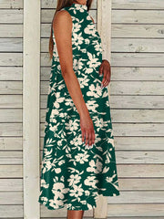 Bohemia Style Sleeveless Floral Woman Long Dress Maxi Dresses