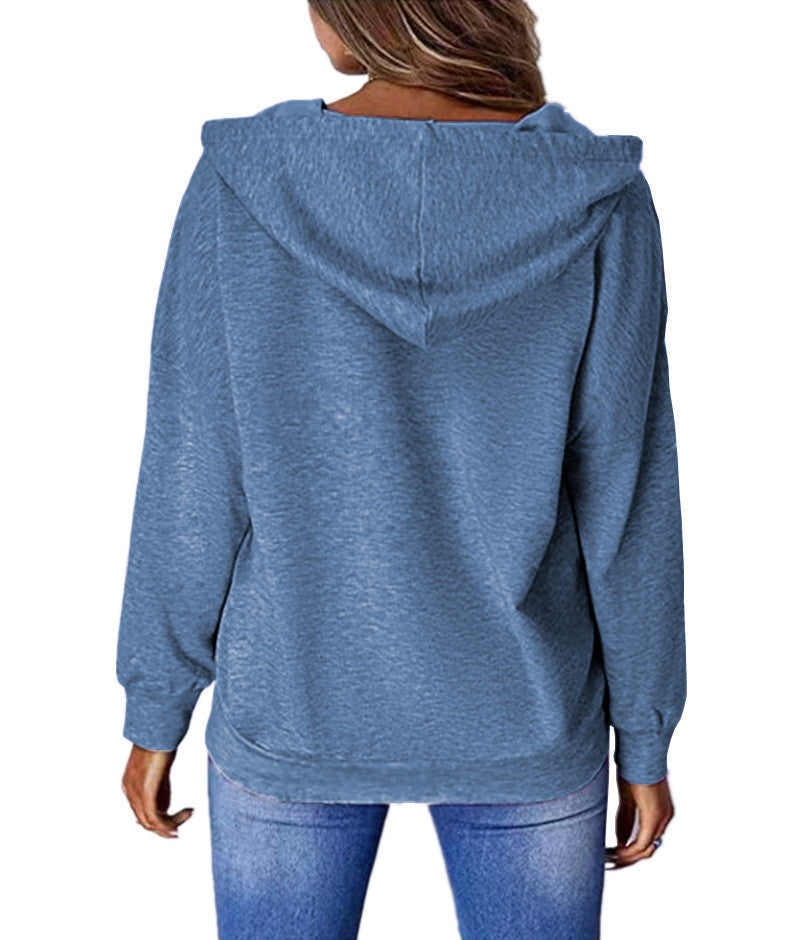 Butterfly Printed Pocket Hooded Loose Sweatshirts Hoodies