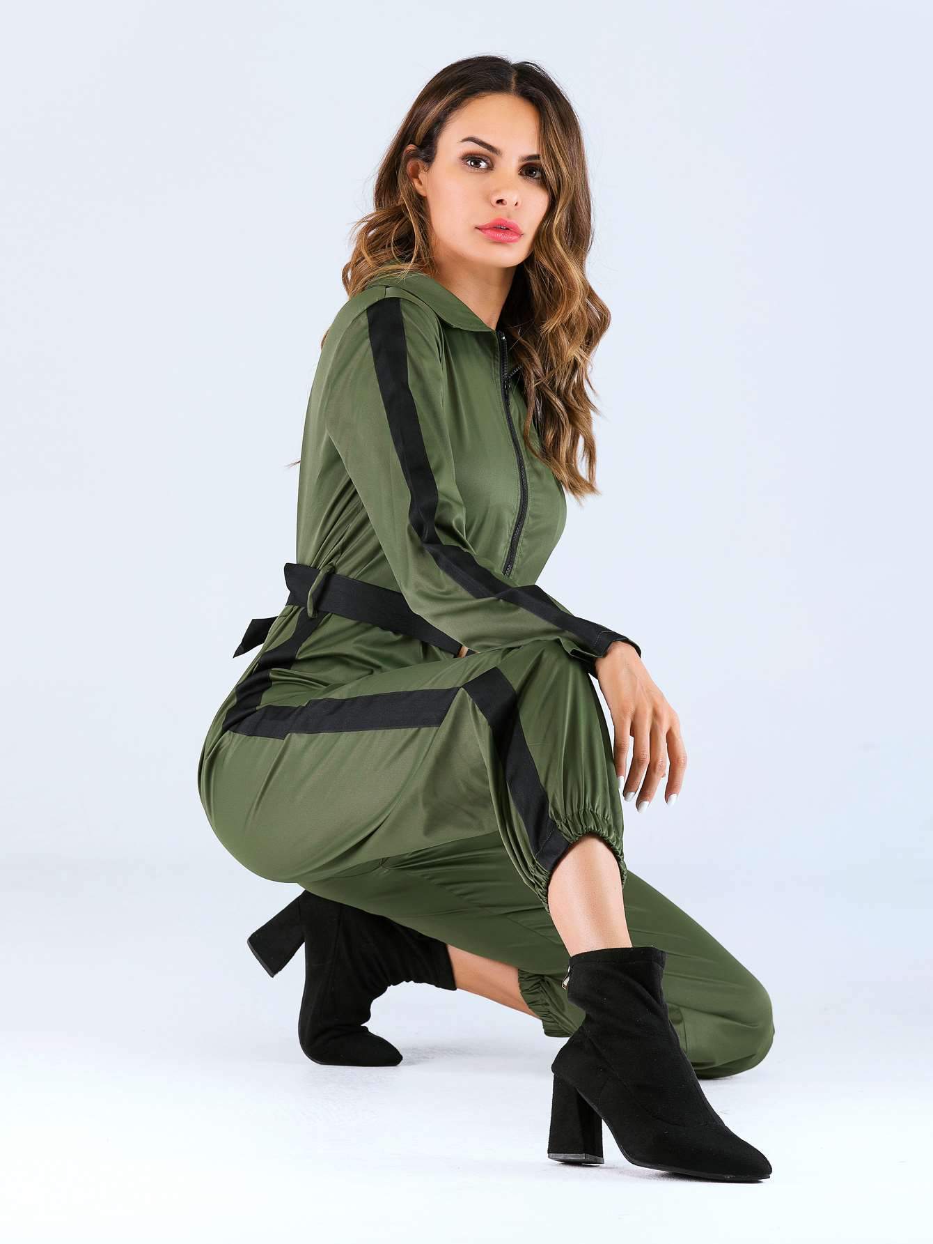 Fashion Lapel Women Jumpsuits