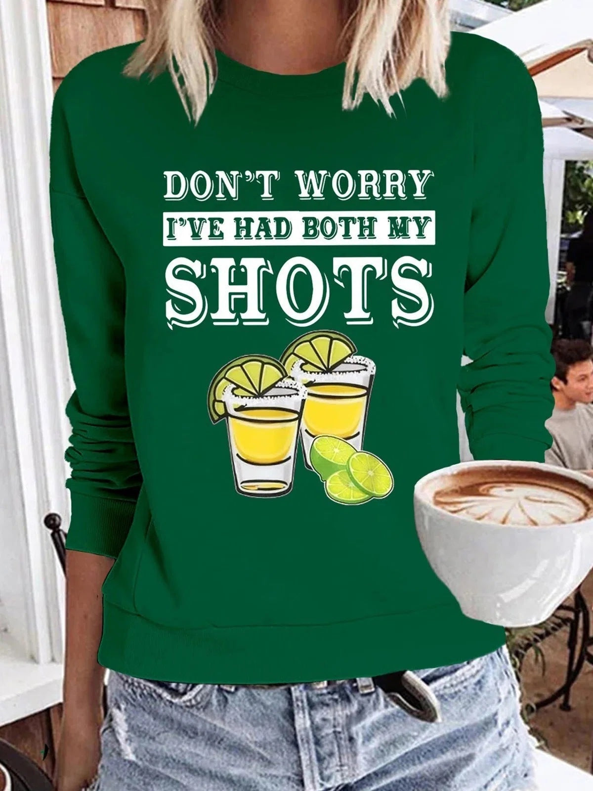 Round neck printed sports pullover women's sweatshirts tops