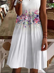 Scallop Neck Floral Vacation Midi Dresses