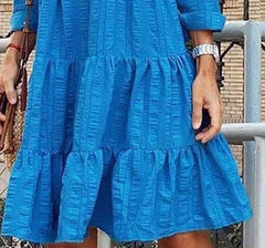Casual Pure Gored Round neck Long sleeve Shift Dresses