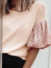 Casual Loose Round neck Gored Short sleeve T-Shirts