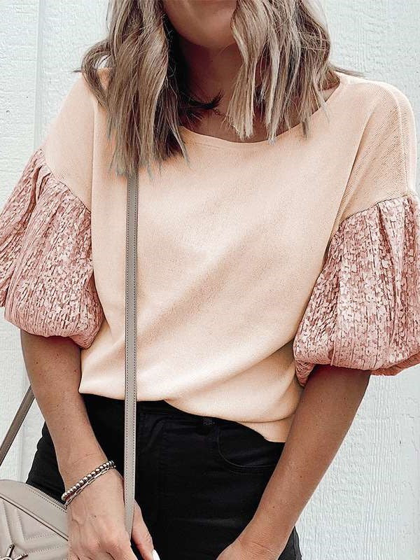 Casual Loose Round neck Gored Short sleeve T-Shirts