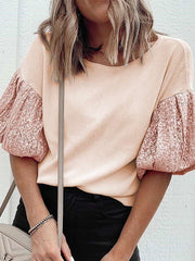 Casual Loose Round neck Gored Short sleeve T-Shirts
