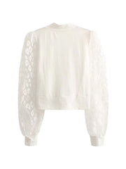 White Panel Lace Casual Top Stylish blouses