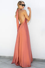 Satin Sling Swing Gown Party Dress Vacation Dresses