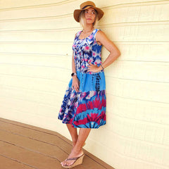 Casual Loose Floral print Round neck Sleeveless Shift Dresses
