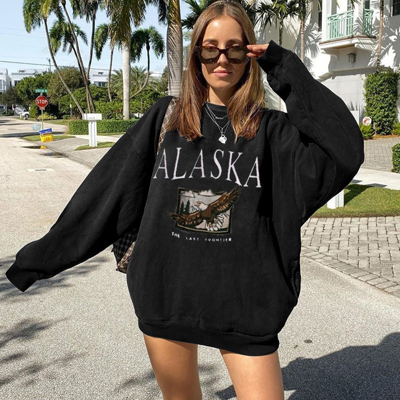 Casual daily women word printed plain long sleeve Sweatshirts