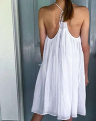 Pure Sleeveless Round neck Vest Shift Dresses