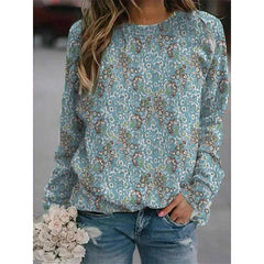 Vintage wome printed round neck sweatshirts