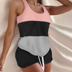 Sexy Casual Print Round neck Vest&Shorts Suits