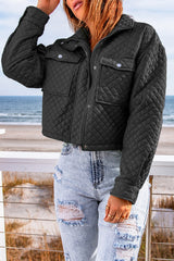 Casual Long Sleeve Lapel Solid Color Cropped Jackets