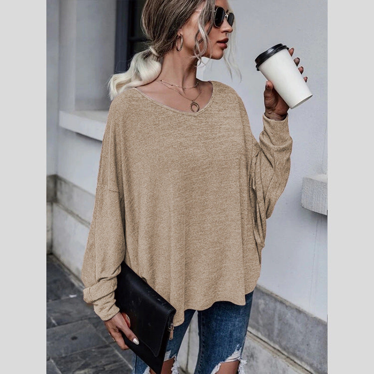 Casual Solid Color Loose Tie Back Drop Shoulder T-Shirts