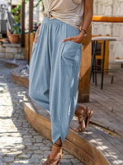 Casual wide-leg cotton and linen loose pencil pants long pants