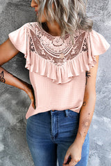 Round neck fashion lace women fashion T-shirts for Summer