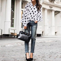 Fashion Loose Polka Dot Long Sleeve Blouses Top