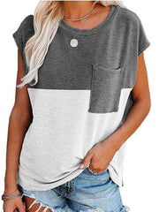 Casual Loose Gored Pocket Round neck Short sleeve T-Shirts