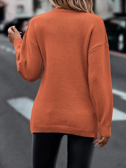 Plain Loose Casual V Neck Cros Twist Sweaters