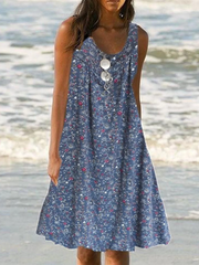 Plus Size Floral Print Beach Women Summer Midi Dresses Vacation dresses