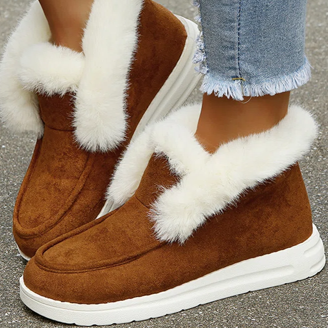 Plus Size Split Joint Furry Boots Warm Shoes (3 colors)