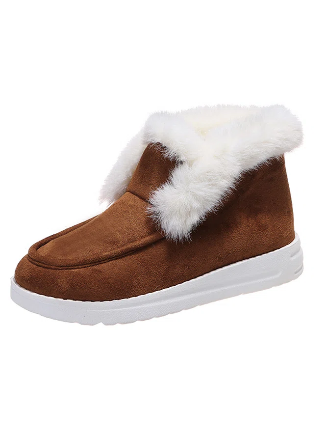 Plus Size Split Joint Furry Boots Warm Shoes (3 colors)