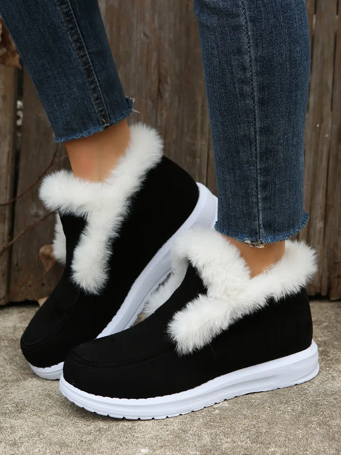 Plus Size Split Joint Furry Boots Warm Shoes (3 colors)