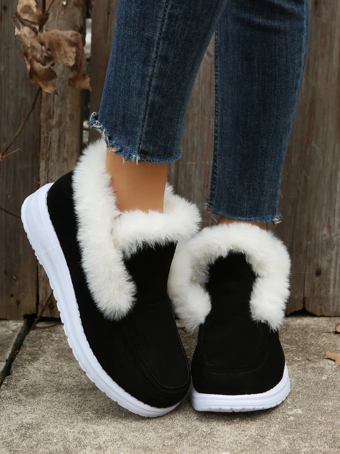 Plus Size Split Joint Furry Boots Warm Shoes (3 colors)