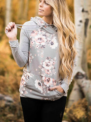 Woman Daily Grey Blossom Baseball Floral Hoodies