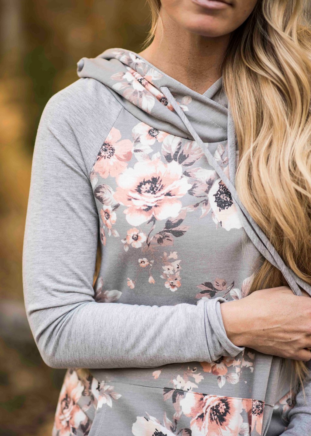 Woman Daily Grey Blossom Baseball Floral Hoodies