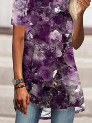 Round Neck Gradient Casual Tunic Tops